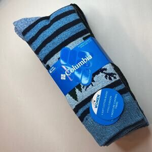 Columbia Women’s Crew Socks Blue Black Gray 4 Pack Shoe Size 4-10